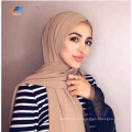 Lenço feminino muçulmano tingido de poliéster liso xale Hijab